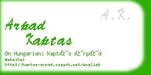 arpad kaptas business card